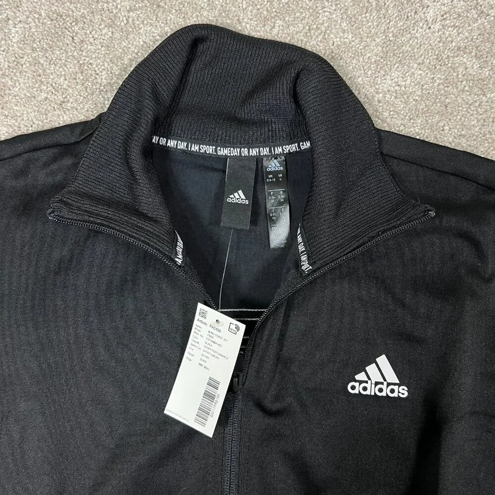 Adidas Womens Small Black‎ 3-Stripes Knit Full Zip Long Sleeve Tennis Jacket NWT